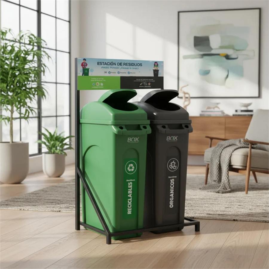 Estación de reciclado RSU BOX de 2 cestos en living