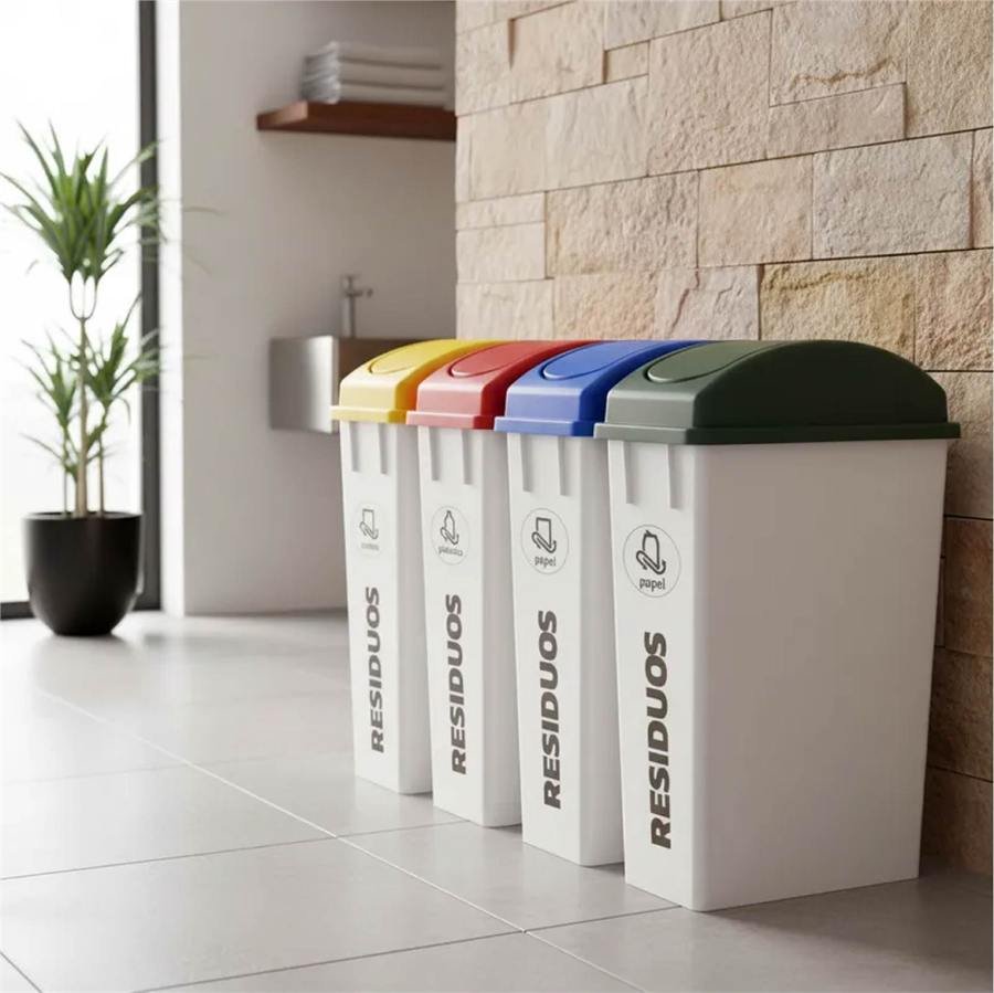 Contenedor con adhesivo de clasificación de residuos RSU BOX